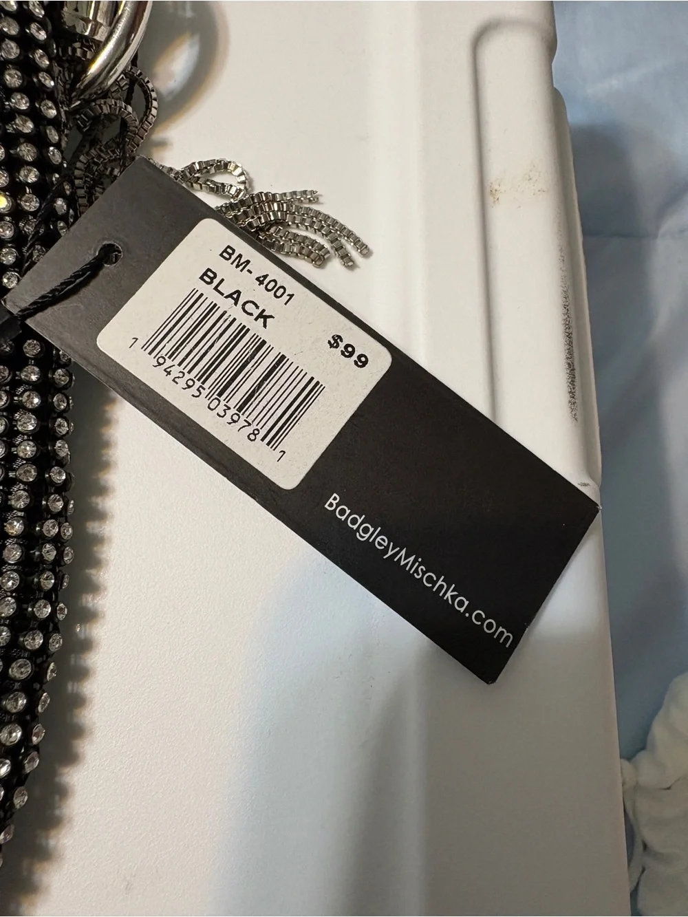 Badgley Mischka Silver Rhinestone Evening Wristlet